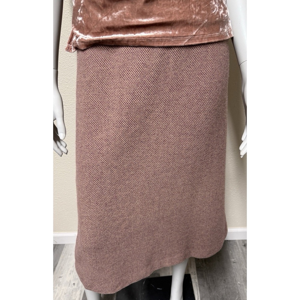 Vintage Skirt Tweed Wool Cashmere Classic Old Money 80s Academia Sz 6 Pink Mauve - Picture 2 of 12